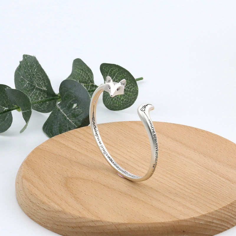 KarmaRipple's Cute Fox Engraved Fortune Bronze Cuff Bracelet Bangle p1