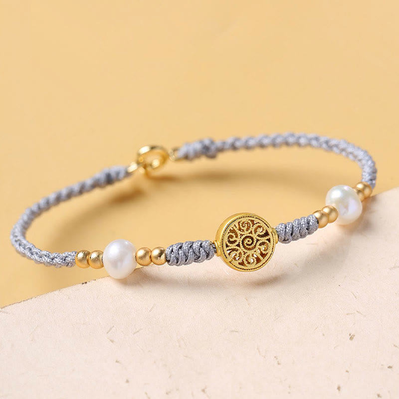 KarmaRipple's Bronze Coin Fortune Tree Pearl Fortune Blue Rope Woven Bracelet p19