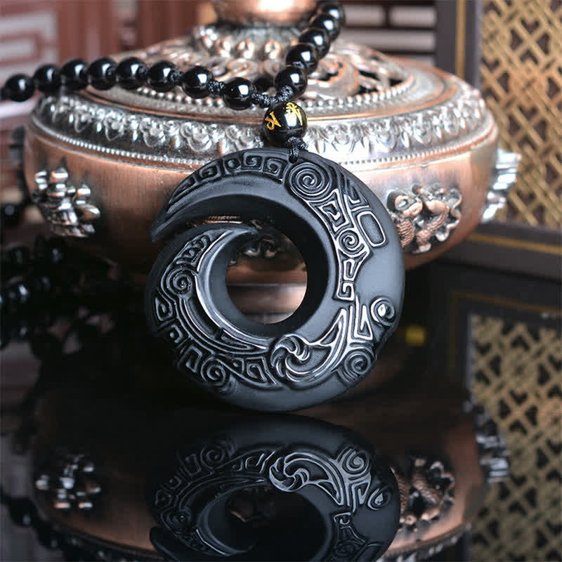 KarmaRipple's Authentic Black Obsidian Ice Obsidian Strength Pendant Necklace p3