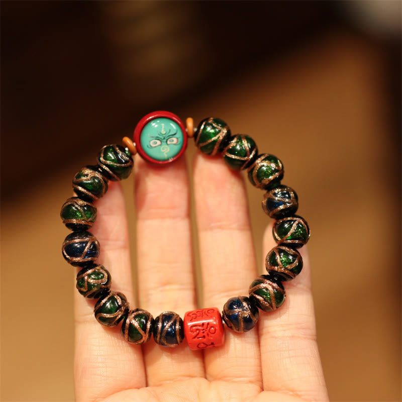 KarmaRipple's Tibetan Gold Swallowing Beast Family Five God Of Wealth Thangka Fortune Bead Bracelet p22