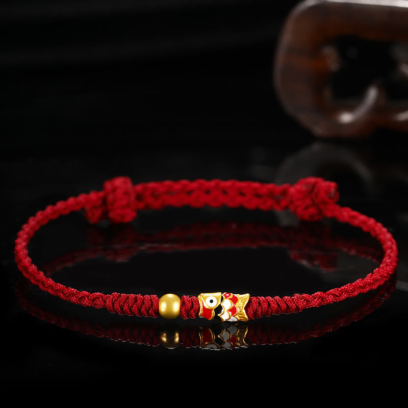 KarmaRipple's 999 Gold Fortune Koi Fish Handcrafted Woven String Bracelet p40