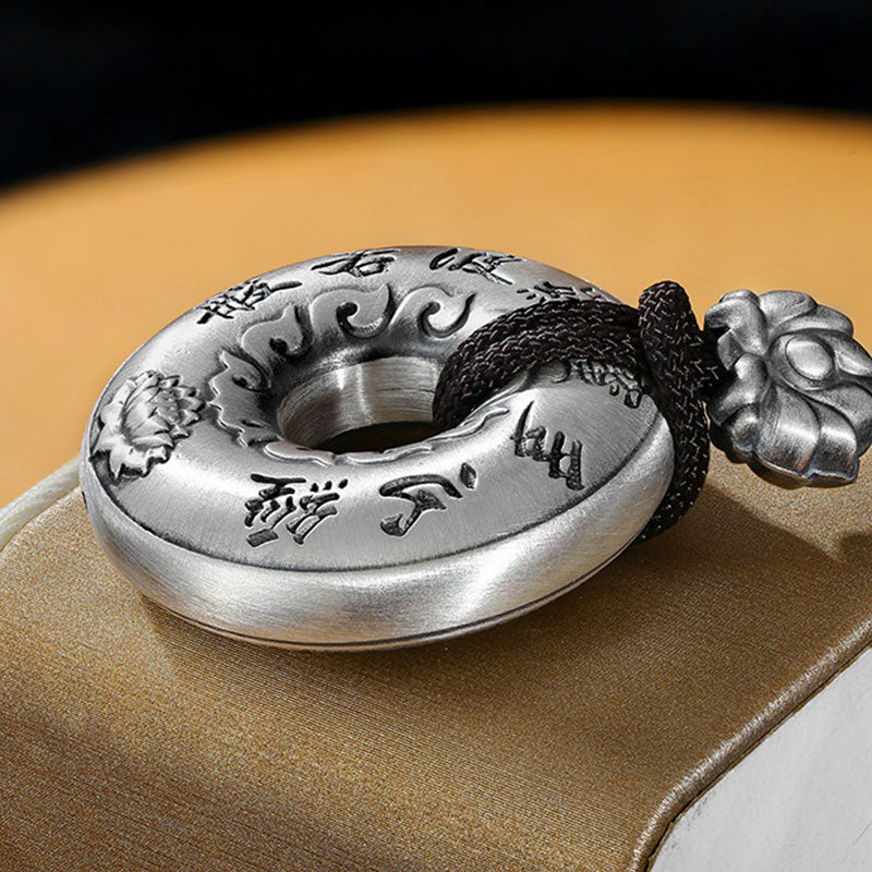 KarmaRipple's 999 Sterling Silver Heart Sutra Lotus Peace Buckle Pendant Necklace p8