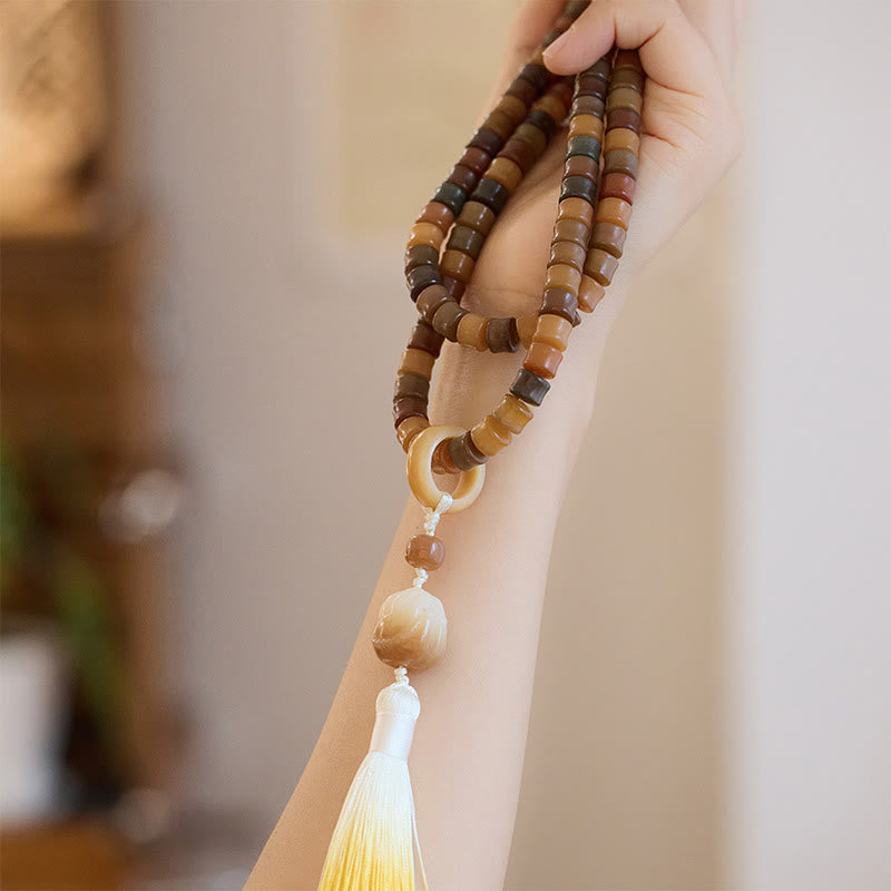 KarmaRipple's 108 Mala Beadwork Bodhi Seed Buddha Hand Lotus Engraved Balance Bracelet p3