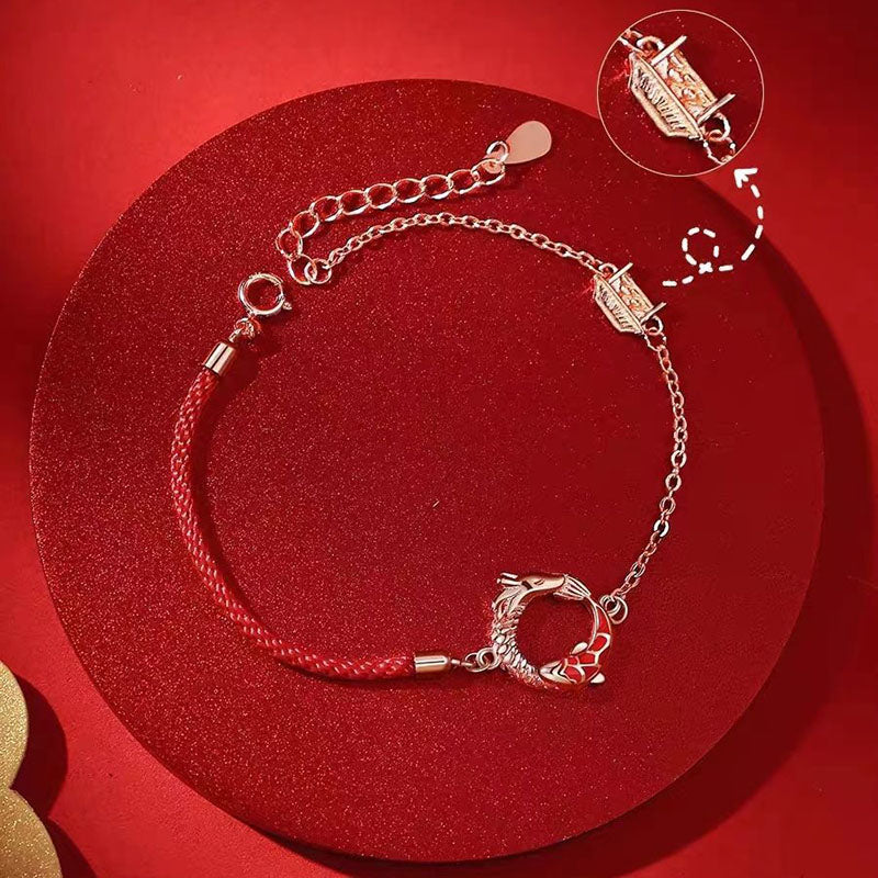 KarmaRipple's 925 Sterling Silver Year Of The Dragon Bronze Koi Fish Fortune Protection Bracelet p4