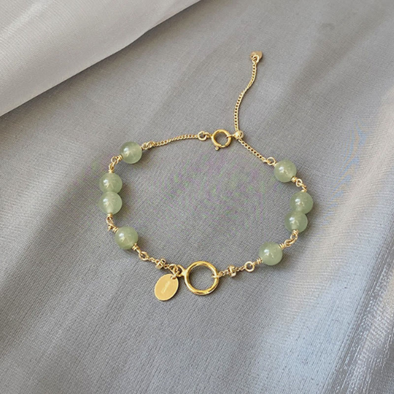 KarmaRipple's 14k Gold Plated Hetian Jade Beaded Prosperity Chain Bracelet p2