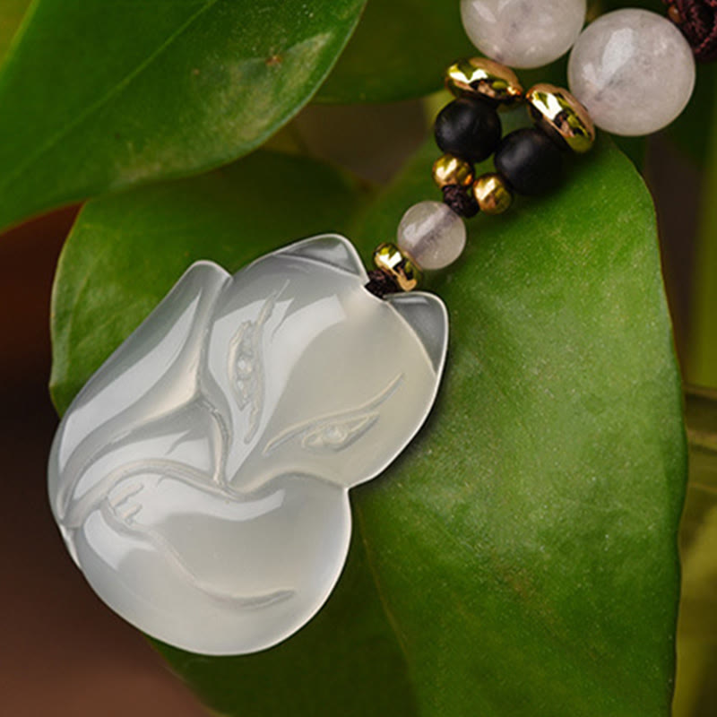 KarmaRipple's Chalcedony Fox Pink Gemstone Bead Balance String Pendant Necklace p7