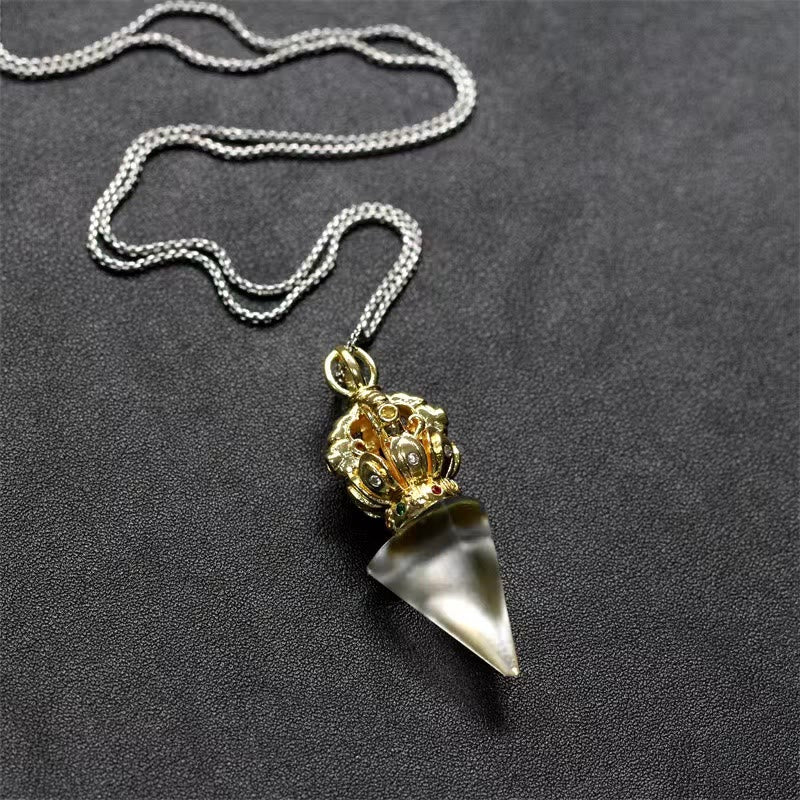 KarmaRipple's Tibetan Dorje Vajra 4 Prong Lotus Liuli Gemstone Strength Pendant Necklace p20