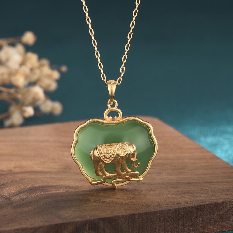 KarmaRipple's Authentic Jade Elephant Balancing Pendant Necklace p7