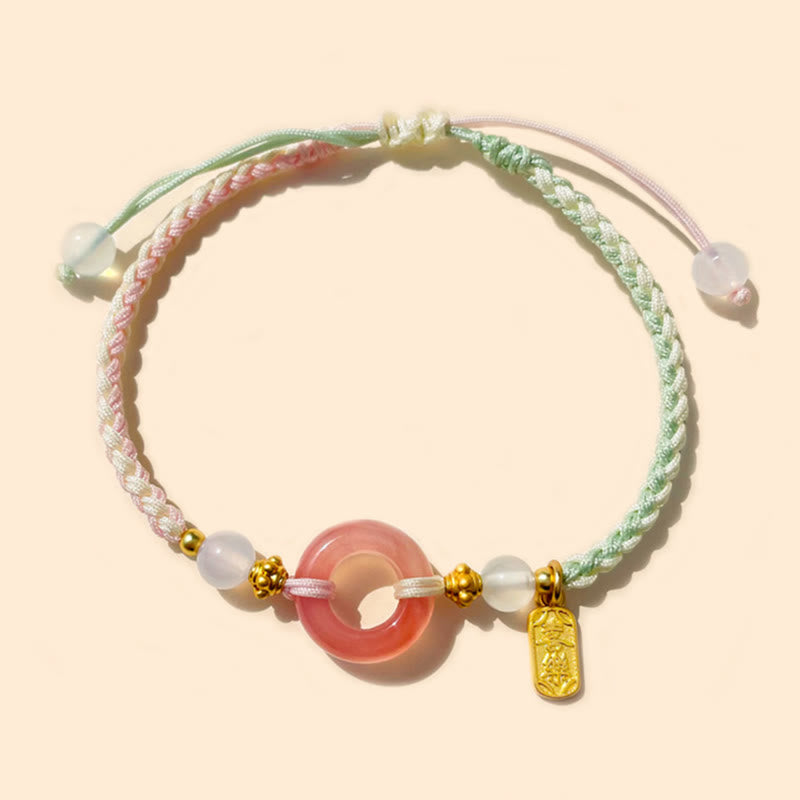 KarmaRipple's Peace And Joy Agate Peace Buckle Auspicious Handmade Woven Bracelet p1