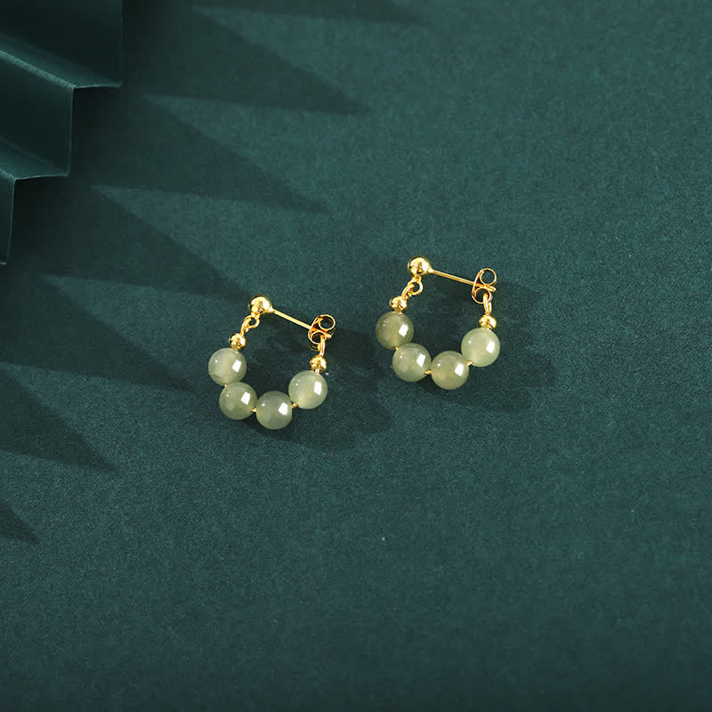 KarmaRipple's 925 Sterling Silver Hetian Jade Red Agate Beaded Abundance Earrings p3