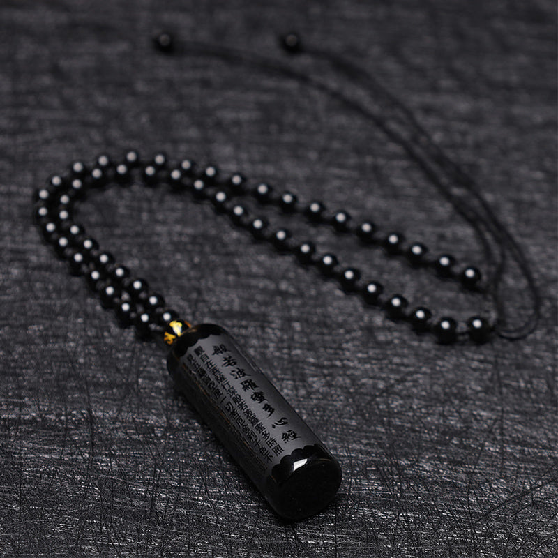 KarmaRipple's Authentic Black Obsidian Heart Sutra Purification Pendant Necklace p8