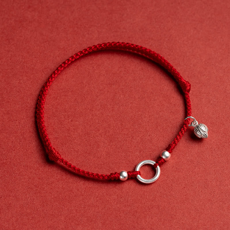 KarmaRipple's 925 Sterling Silver Fortunate Fortune Peace Joy Lotus Peace Buckle Red String Bracelet p35