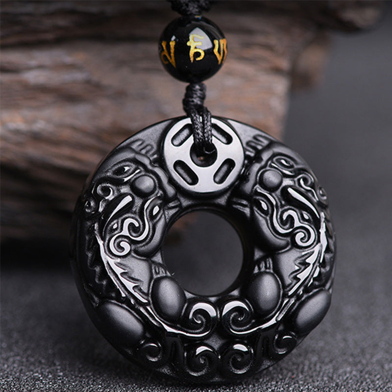 KarmaRipple's Pixiu Obsidian Wealth Necklace Pendant p1
