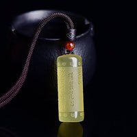 KarmaRipple's Heart Sutra Citrine Happiness Strength Pendant Necklace