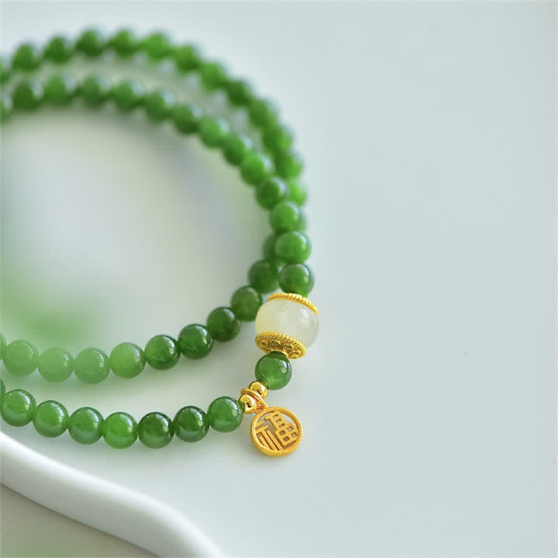 KarmaRipple's Hetian Cyan Jade Happiness Blessing Bracelet p7