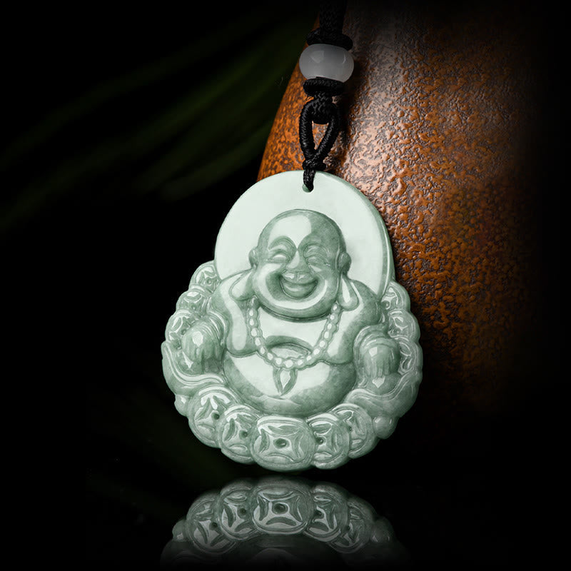 KarmaRipple's Laughing Buddha Authentic Jade Bronze Coin Abundance Pendant Necklace p6
