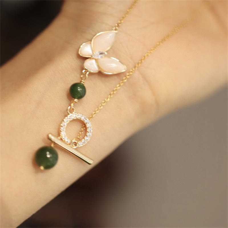 KarmaRipple's Authentic Cyan Jade Tridacna Stone Butterfly Bead Balancing Pendant Necklace Ring Earrings p15