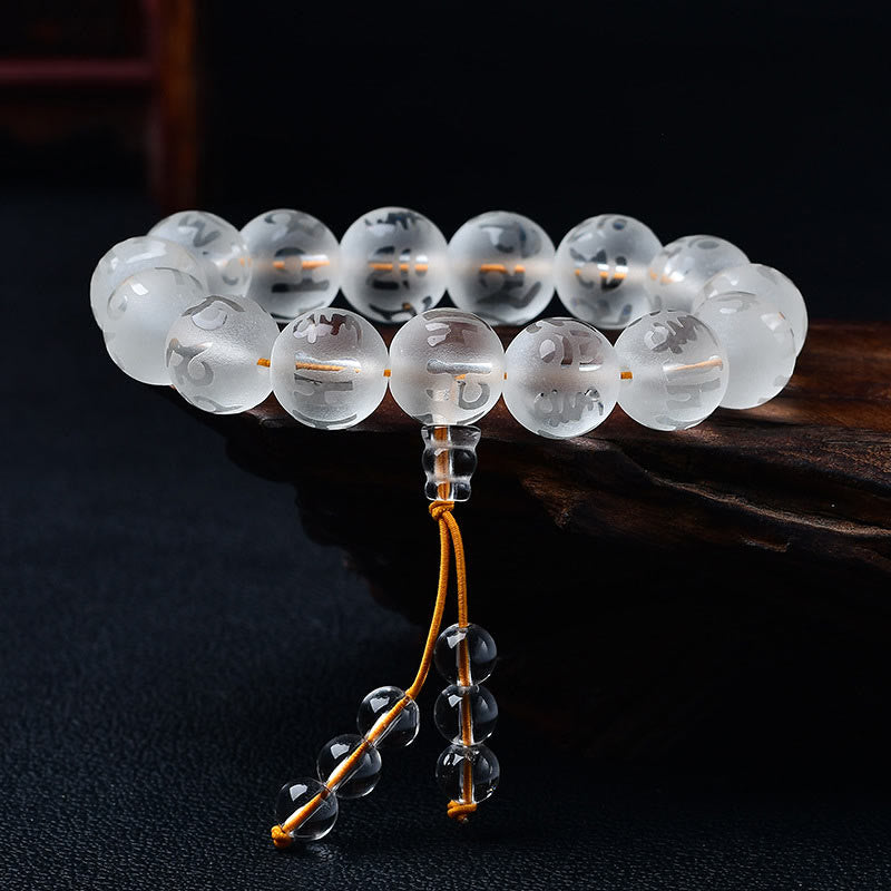 KarmaRipple's Tibet Ivory Gemstone Black Onyx Om Mani Padme Hum Meditation Bracelet p33