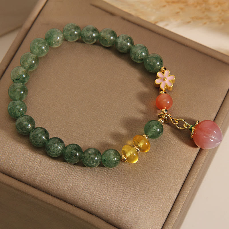 KarmaRipple's Authentic Green Strawberry Quartz Love Peach Talisman Bracelet p5