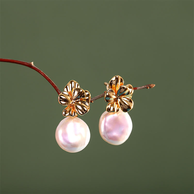 KarmaRipple's 925 Sterling Silver Authentic Baroque Pearl Flower Balancing Drop Earrings p5