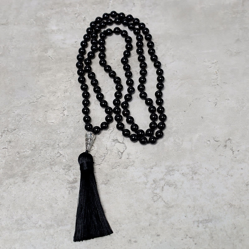 KarmaRipple's 108 Mala Black Onyx Beadwork Yoga Meditation Prayer Beadwork Pendant p4