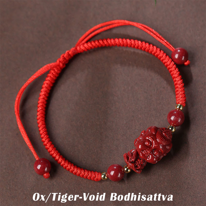 KarmaRipple's Chinese Zodiac Natal Buddha Cinnabar Amulet Blessing String Bracelet p32