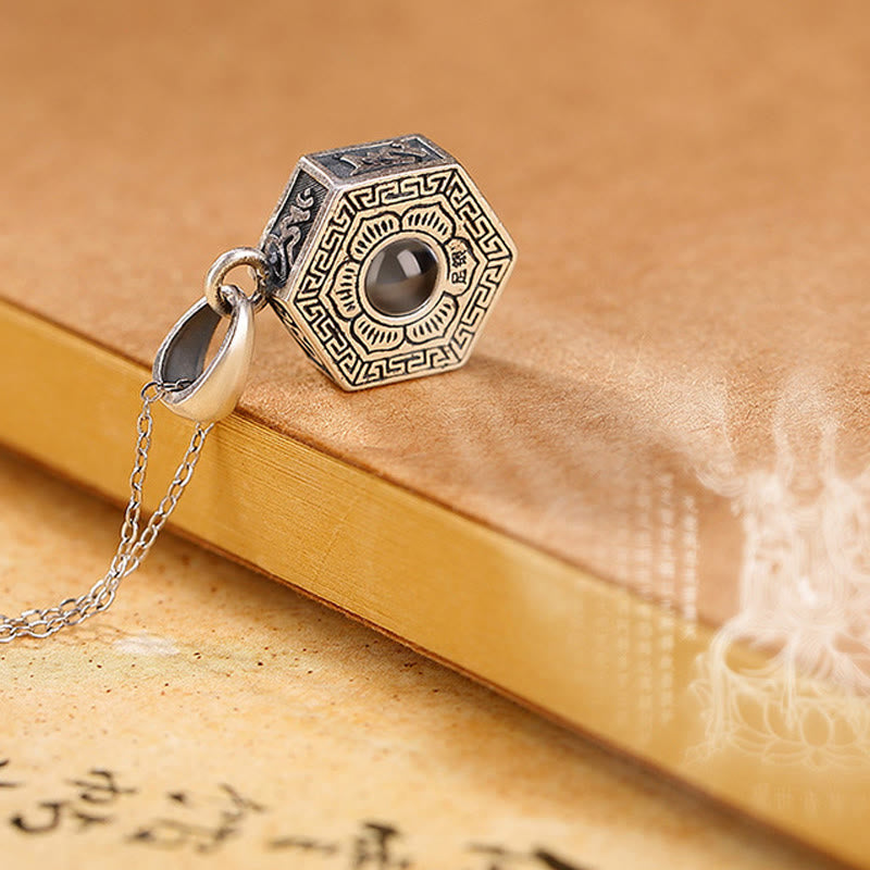 KarmaRipple's 990 Sterling Silver Tibetan Om Mani Padme Hum Lotus Love Projection Pendant Necklace p7