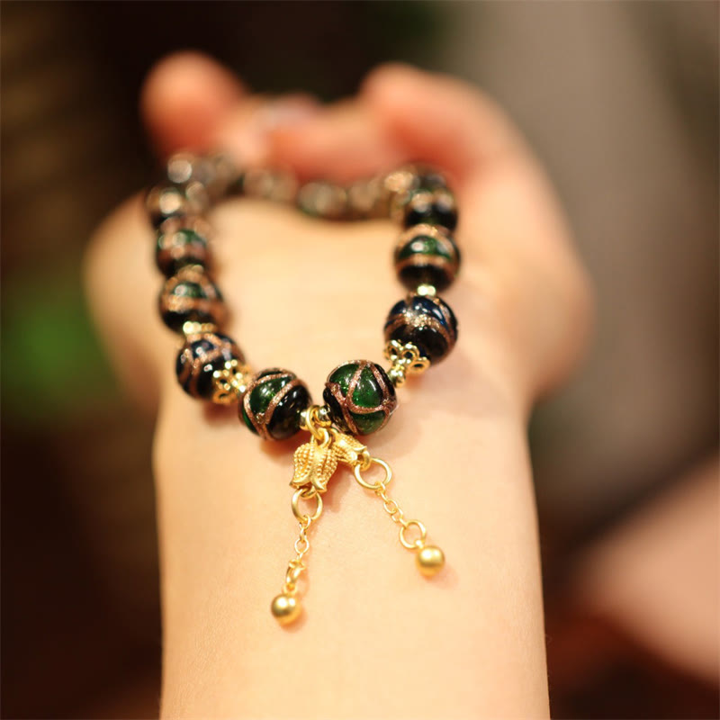 KarmaRipple's Tibetan Gold Swallowing Beast Family Five God Of Wealth Thangka Fortune Bead Bracelet p17