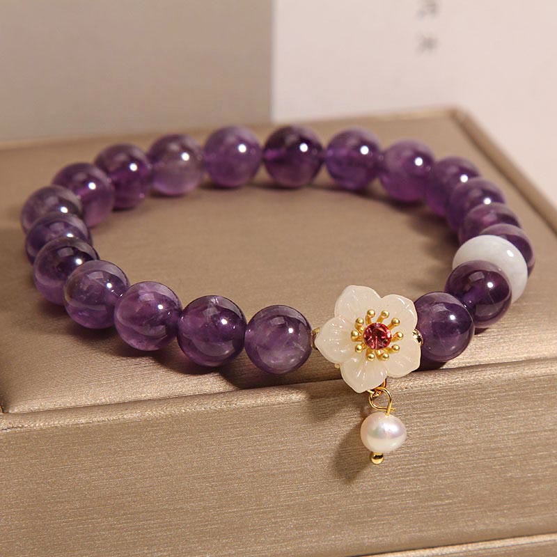 KarmaRipple's Authentic Amethyst Ivory Agate Pearl Talisman Balance Bracelet p2