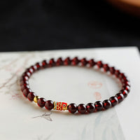 KarmaRipple's 999 Gold Koi Fish Authentic Garnet Protection Bracelet