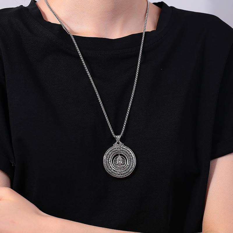 KarmaRipple's Heart Sutra Buddha Carved Peace Buckle Design Serenity Rotatable Pendant Necklace p5