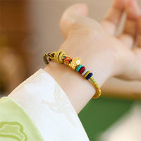 KarmaRipple's Year of the Dragon Koi Fish Mahjong Dice Peach Blossoms Bronze Coin Fortune Woven Bracelet