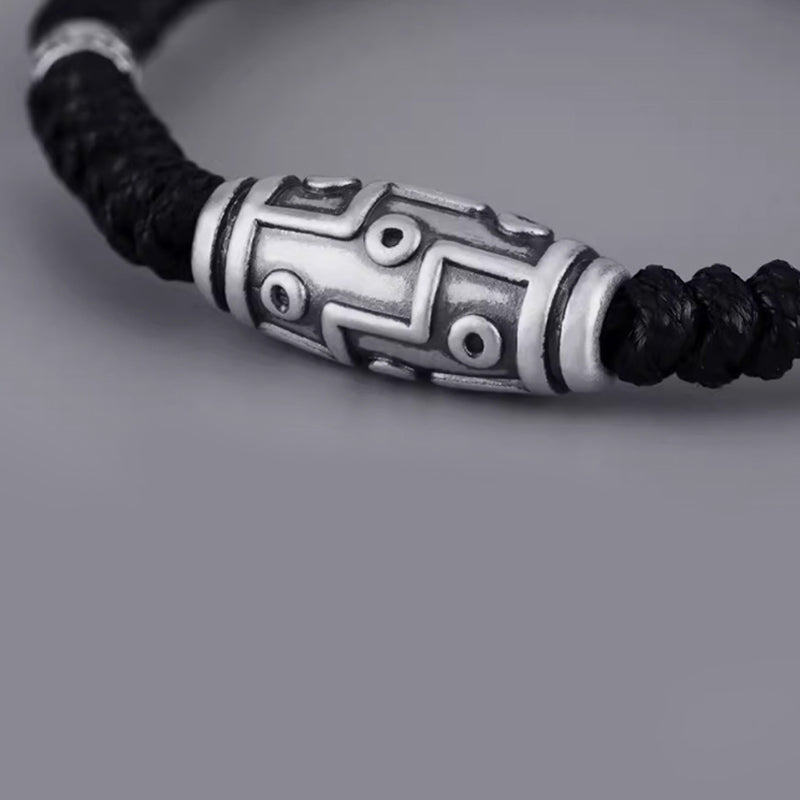 KarmaRipple's 999 Sterling Silver Nine-Eye Dzi Bead Pattern Blessing Rope Bracelet p8