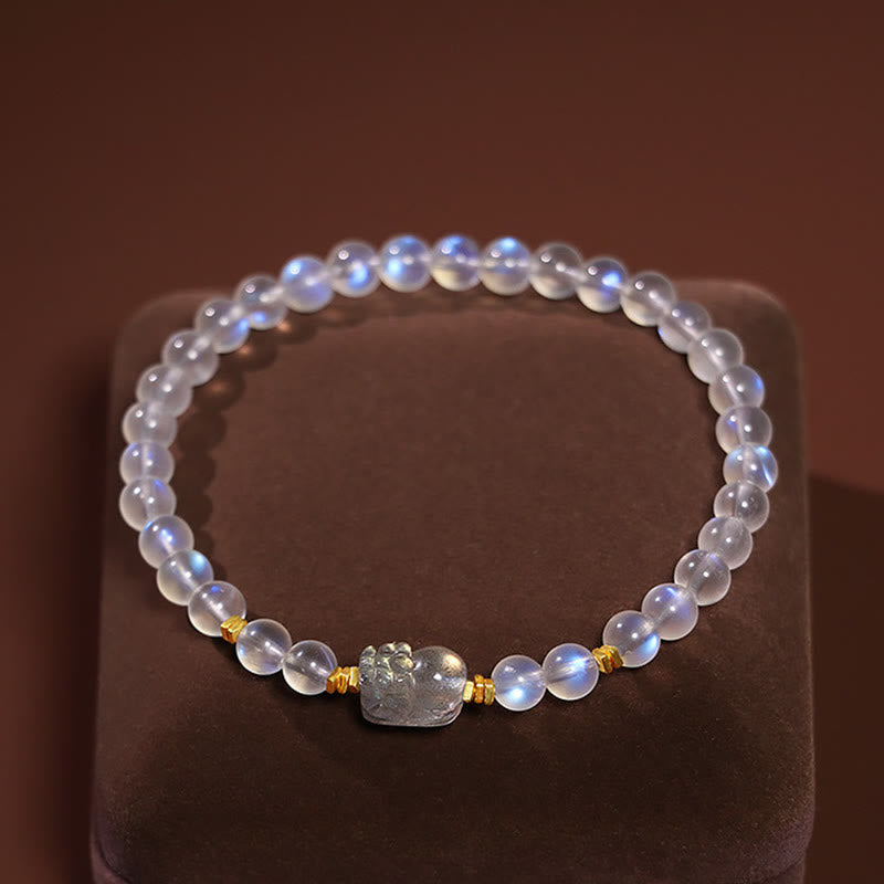 KarmaRipple's 925 Sterling Silver Plated Gold Authentic Moonstone PiXiu Balancing Bracelet p9