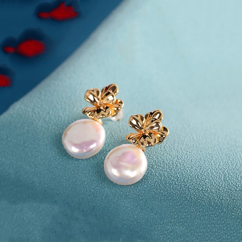KarmaRipple's 925 Sterling Silver Authentic Baroque Pearl Flower Balancing Drop Earrings p4
