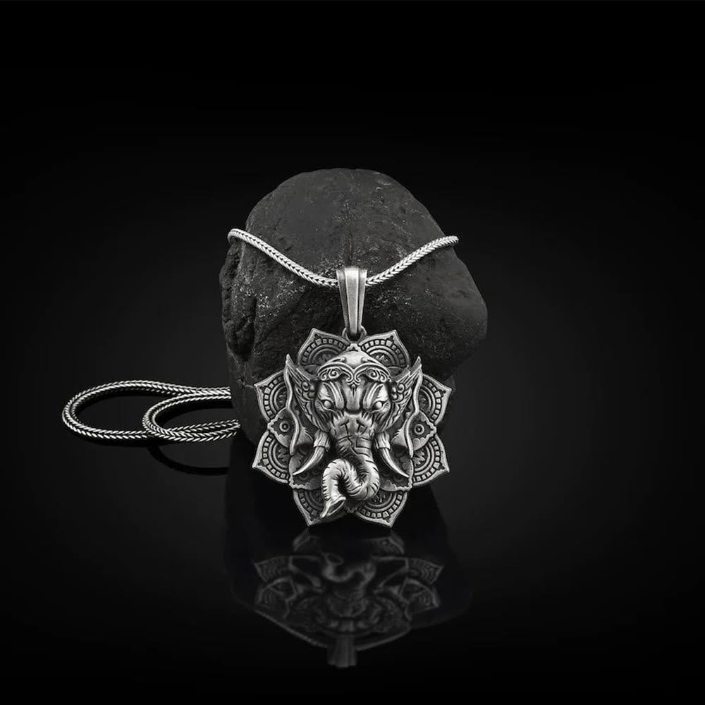 KarmaRipple's Pure Tin Ganesh Ganpati Elephant Protection Amulet Pendant Necklace p1