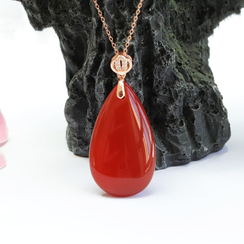KarmaRipple's 925 Sterling Silver Waterdrop Red Agate Confidence Pendant Necklace p5