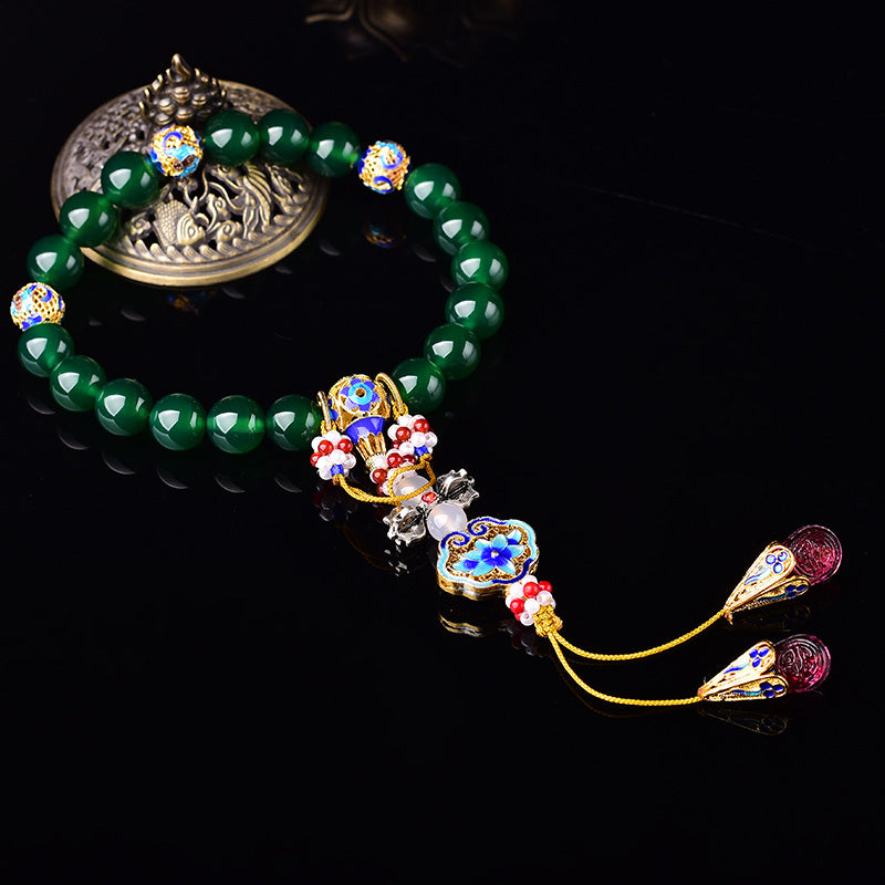 KarmaRipple's Authentic Green Agate Wrist Mala Success Talisman Pocket Mala Car Decoration p12