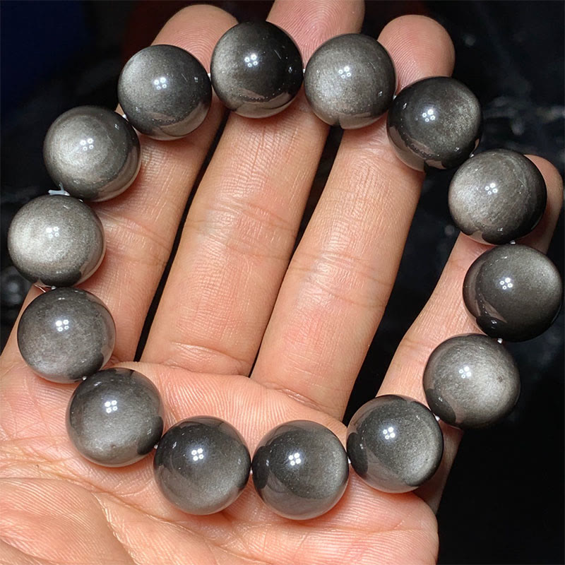 KarmaRipple's Authentic Silver Sheen Obsidian Soothing Protection Bracelet p31