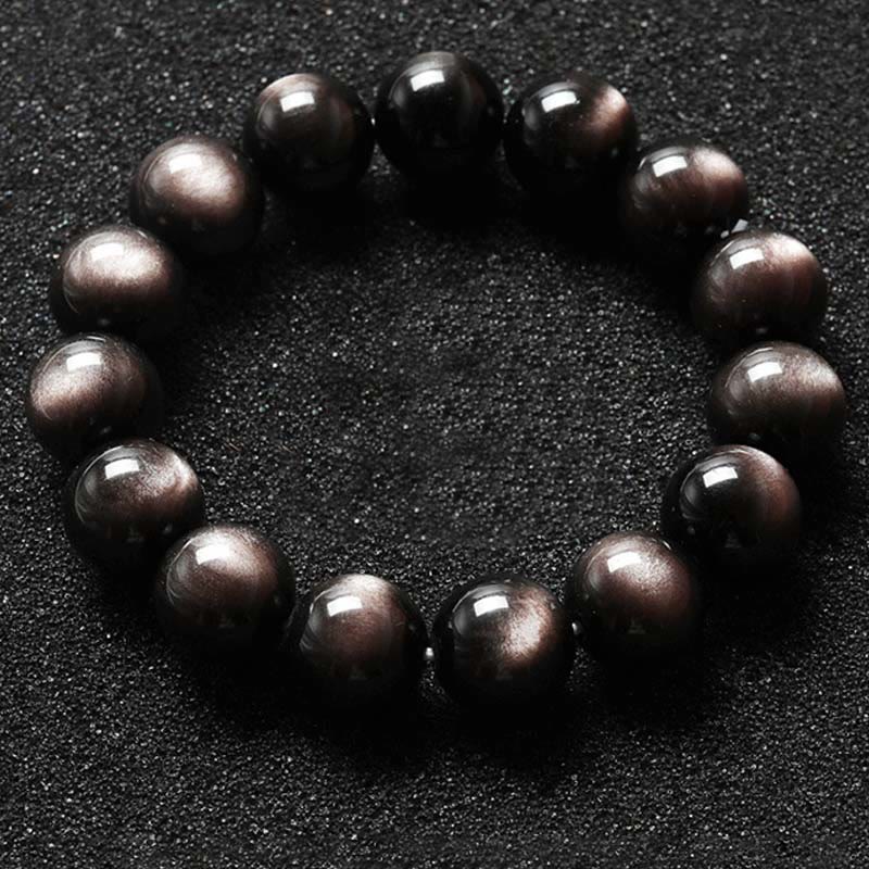 KarmaRipple's Authentic Silver Sheen Obsidian Soothing Protection Bracelet p12