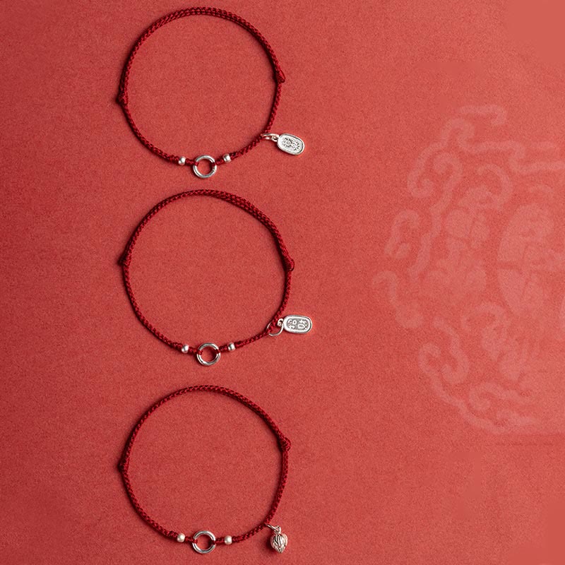 KarmaRipple's 925 Sterling Silver Fortunate Fortune Peace Joy Lotus Peace Buckle Red String Bracelet p18