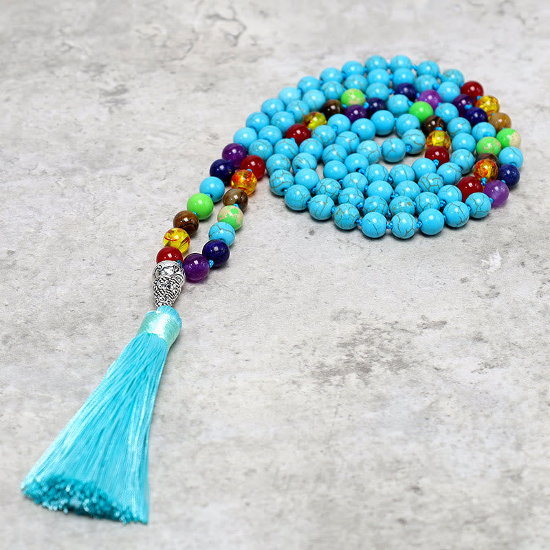 KarmaRipple's 108 Mala Turquoise Beadwork Yoga Meditation Prayer Beadwork Pendant p3