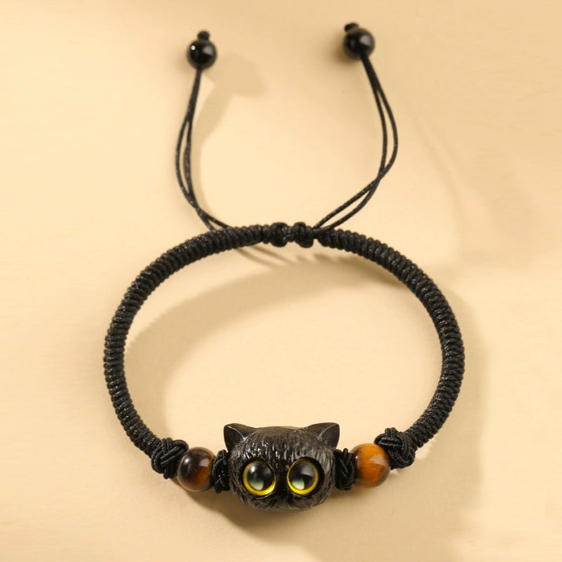 KarmaRipple's Cute Ebony Wood Cat Head Pattern Peace Bracelet p14