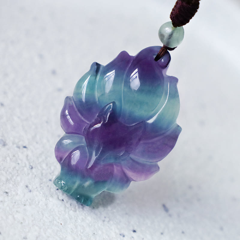 KarmaRipple's Authentic Fluorite Gold Sheen Obsidian Fox Necklace Protection Pendant p4