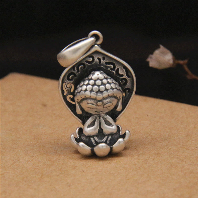 KarmaRipple's 999 Sterling Silver Meditation Buddha Lotus Serenity Pendant Necklace p4