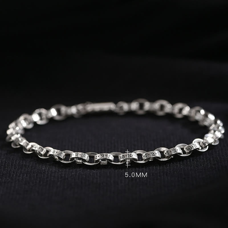 KarmaRipple's 925 Sterling Silver Om Mani Padme Hum Carved Design Creativity Metal Bracelet p16