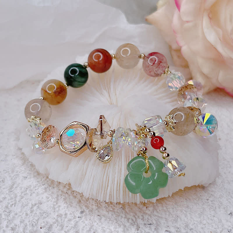 KarmaRipple's Colorful Gemstone Green Aventurine Flower Bead Fortune Bracelet p10