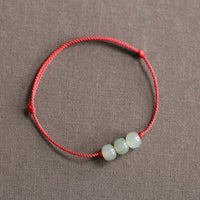 KarmaRipple's Three Beadwork Jade Fortune String Weave Bracelet