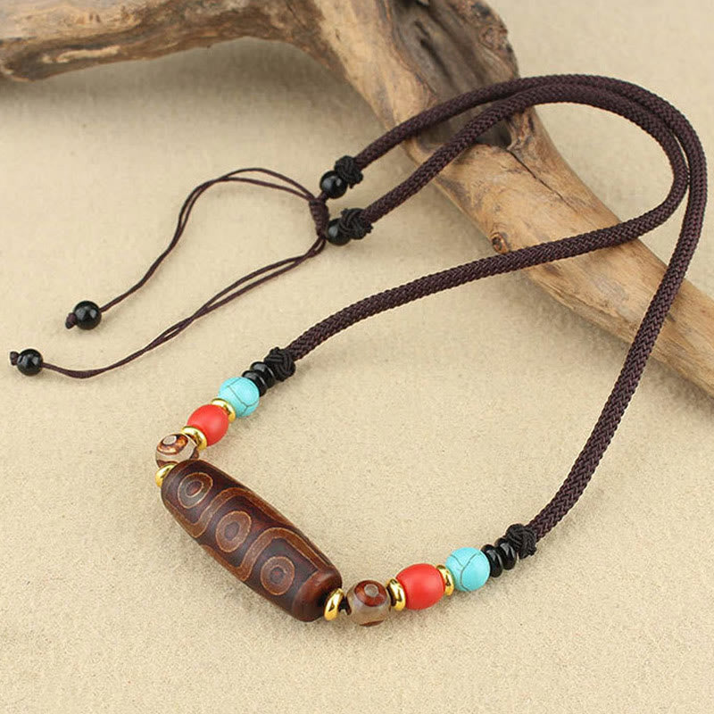 KarmaRipple's Tibetan Nine-Eye Dzi Bead Three-eyed Dzi Bead Protection String Necklaces Necklace p16