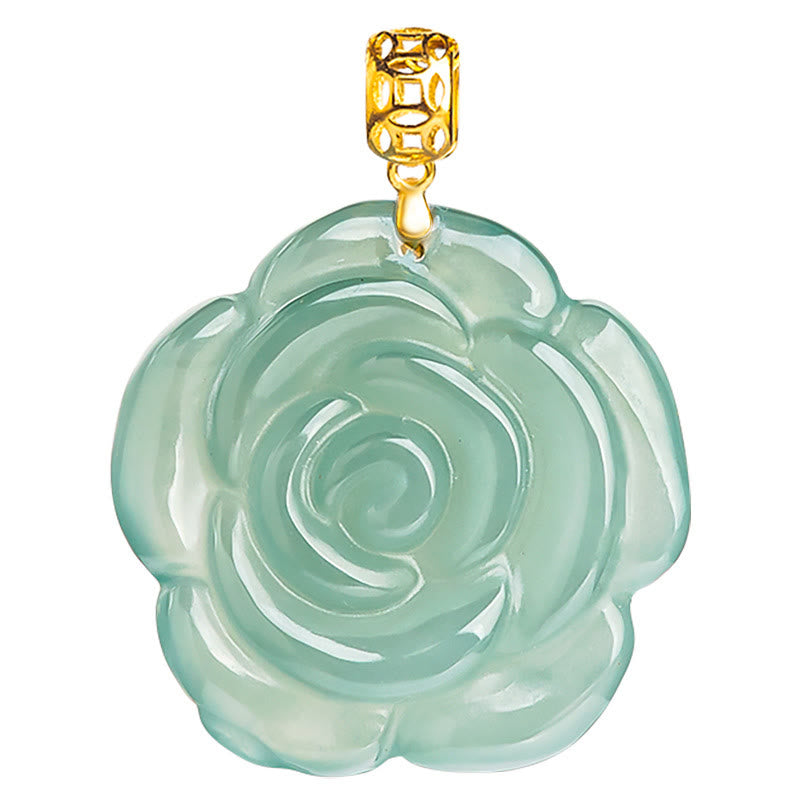 KarmaRipple's 18K Gold 925 Sterling Silver Authentic Jade Rose Fortune Pendant Necklace p10